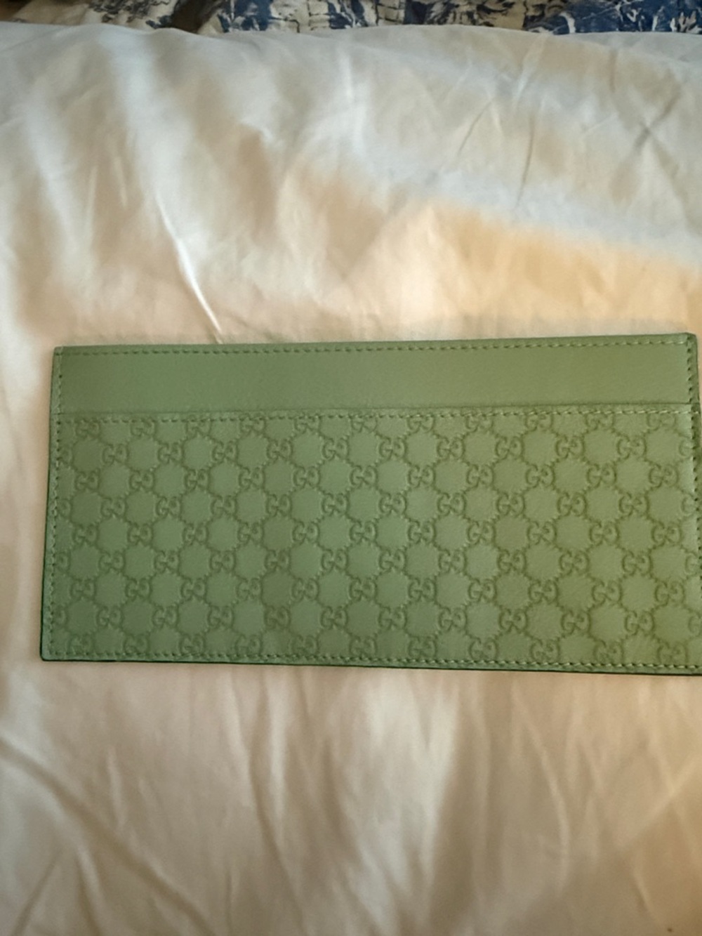 Gucci Light Green GG Embossed Slim Card Case